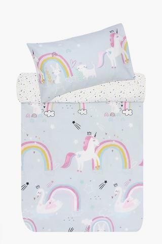 Polycotton Bunny Rainbow Duvet Cover Set