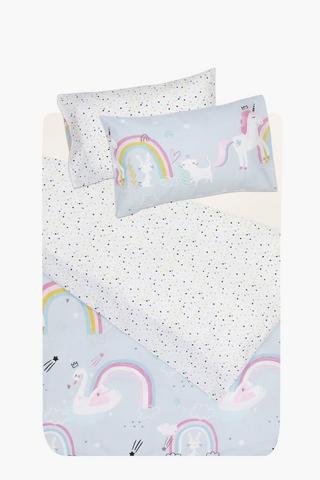Polycotton Bunny Rainbow Duvet Cover Set