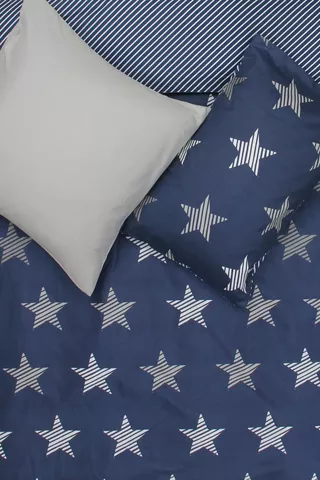 Microfibre Stripes And Stars Bed In A Bag Duvet Cover Set