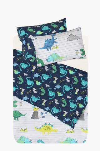 Polycotton Printed Dinosaur Duvet Cover Set