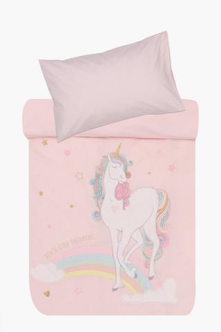 Cotton Unicorn Rainbow Duvet Cover Set