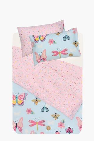 Polycotton Butterflies Reversible Duvet Cover Set