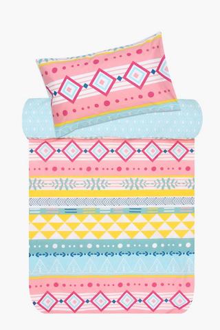 Polycotton Boho Stripe Reversible Duvet Cover Set
