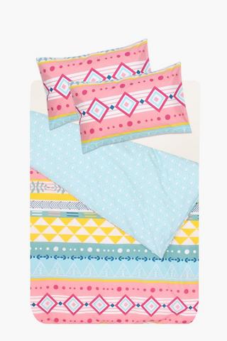 Polycotton Boho Stripe Reversible Duvet Cover Set