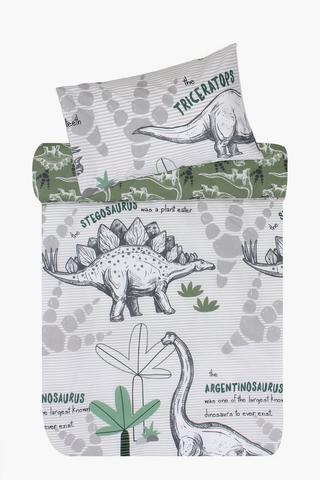 Polycotton Sketch Dino Reversible Duvet Cover Set