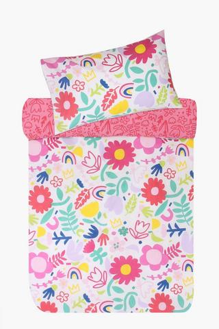Polycotton Printed Floral Reversible Duvet Cover Set
