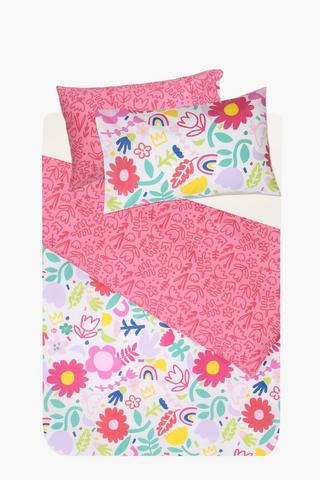 Polycotton Printed Floral Reversible Duvet Cover Set