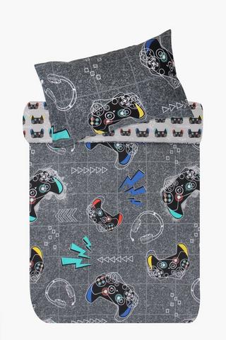 Polycotton Gamer Reversible Duvet Cover Set