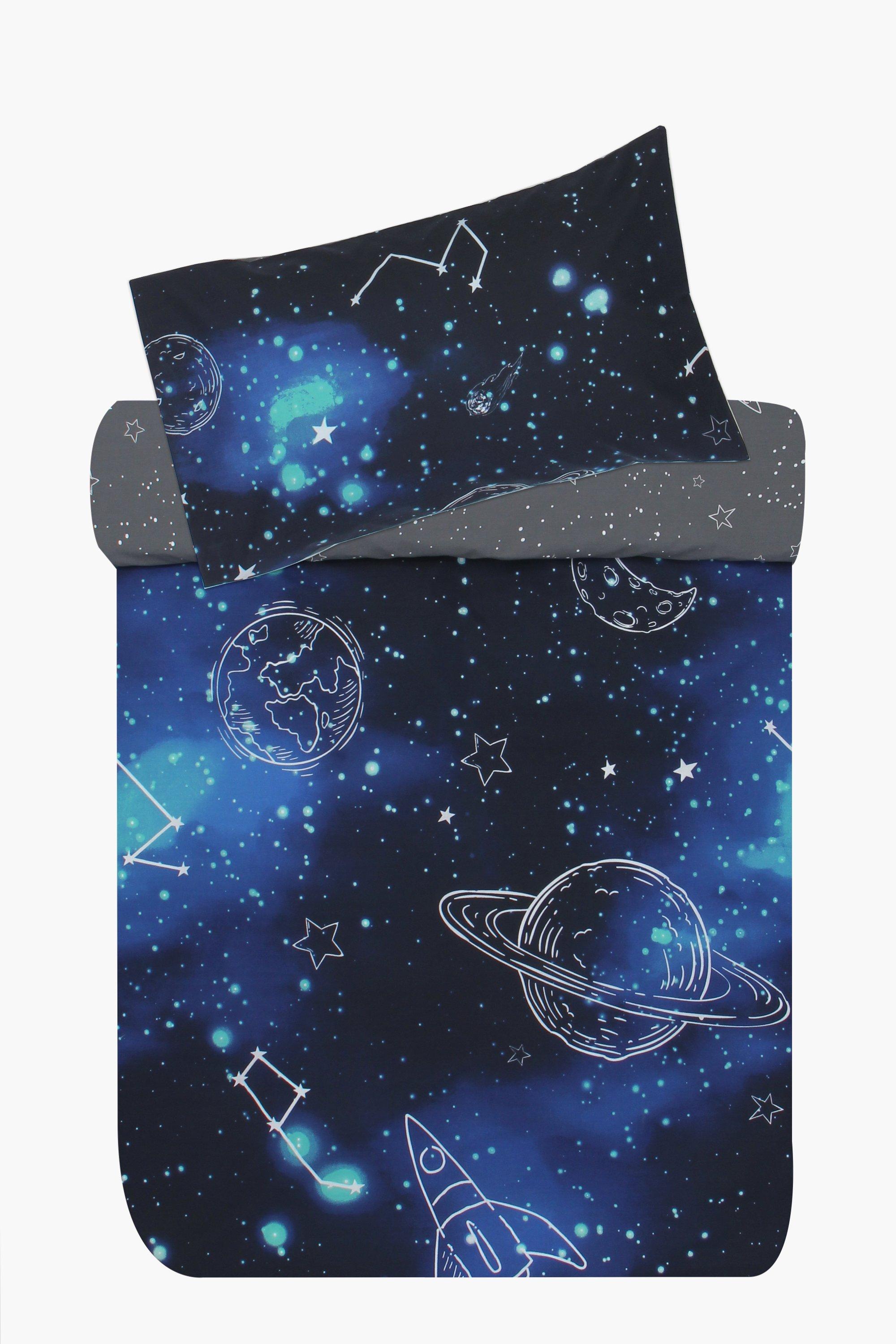 Polycotton Printed Galactica Glow In The Dark Duvet Cover Set