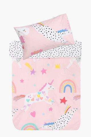 Polycotton Unicorn Reversible Duvet Cover Set