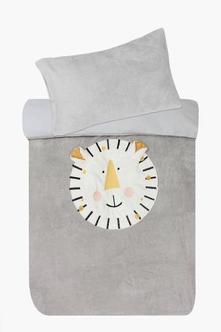 Microfibre Lion Blanket Reversible Duvet Cover Set