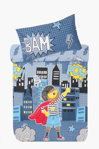 Polycotton Superhero Glow In The Dark Reversible Duvet Cover Set