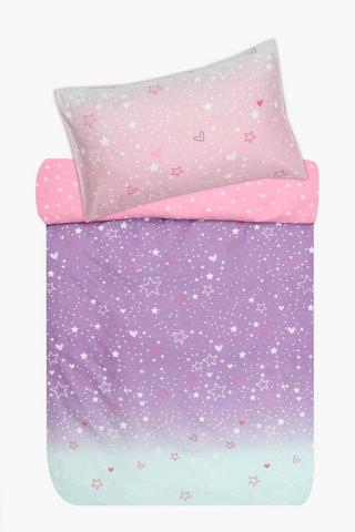 Microfibre Ombre Star Duvet Cover Set
