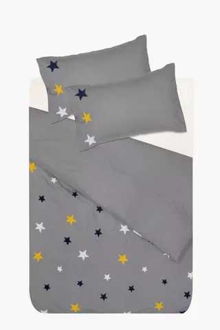 Microfibre Tufted Stars Duvet Cover Set