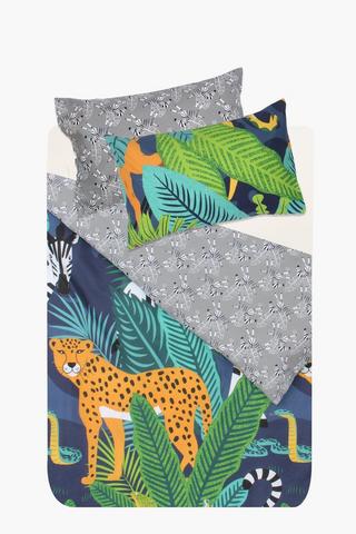 Polycotton Jungle Friends Reversible Duvet Cover Set