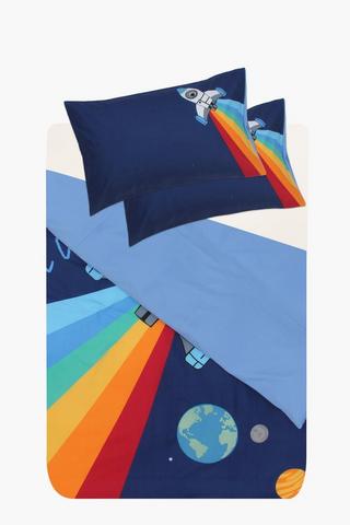 Microfibre Applique Rocket Reversible Comforter Set