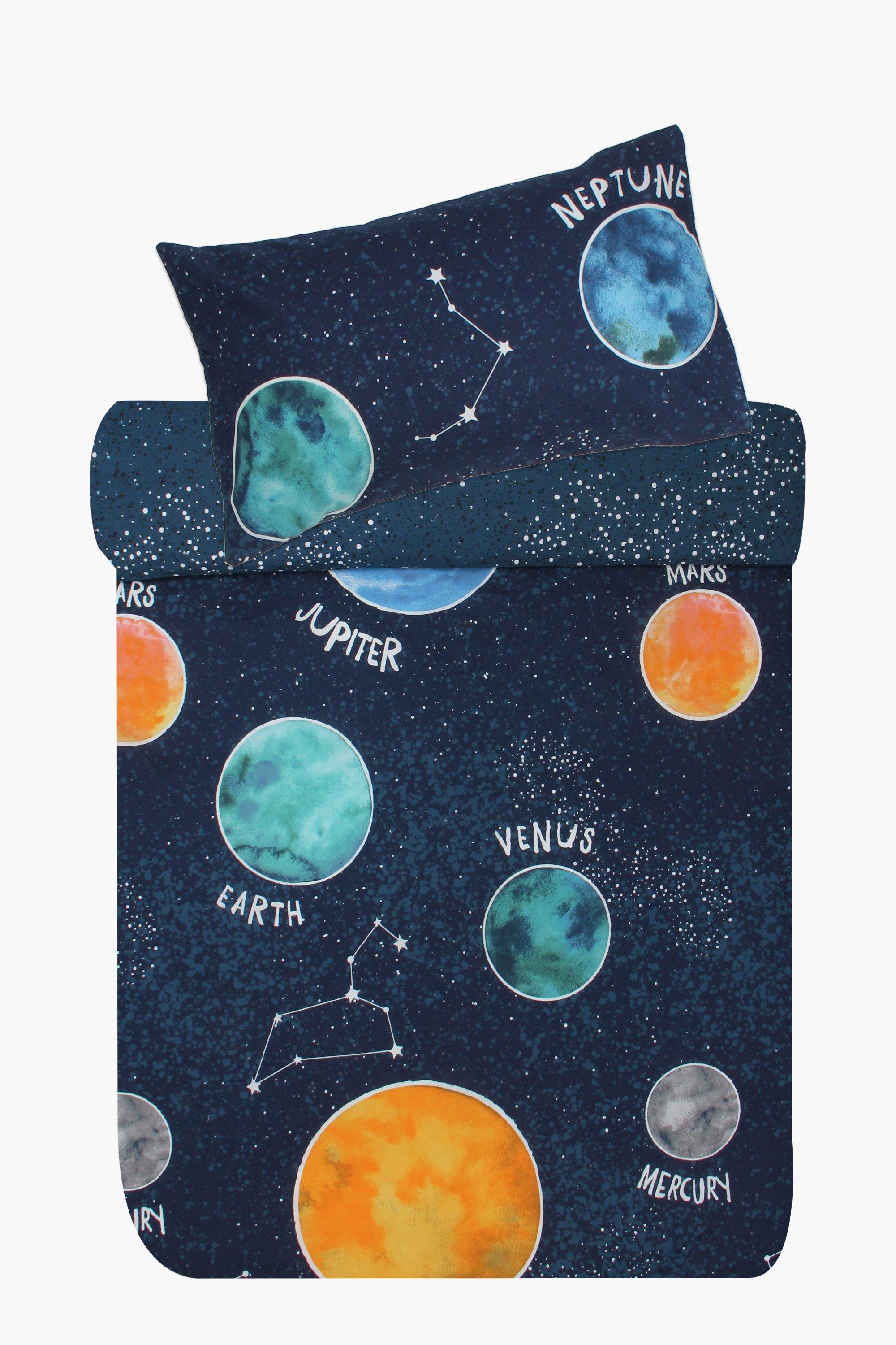 Polycotton Printed Outer Space Glow In The Dark Duvet Cover Set