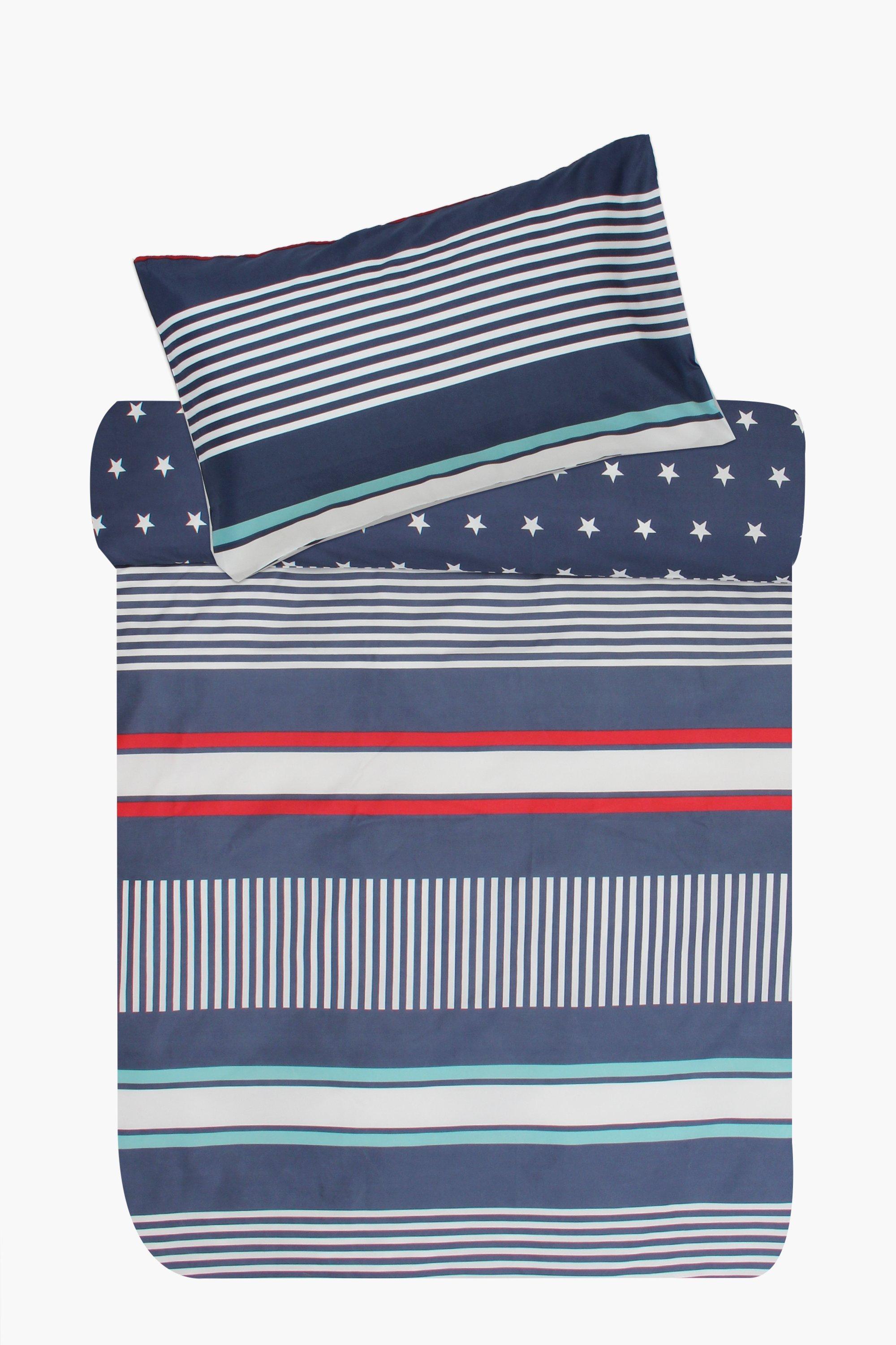 Microfibre Coastal Stripe Reversible Duvet Cover Set