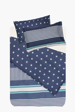 Microfibre Coastal Stripe Reversible Duvet Cover Set