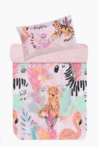 Polycotton Jungle Besties Reversible Duvet Cover Set