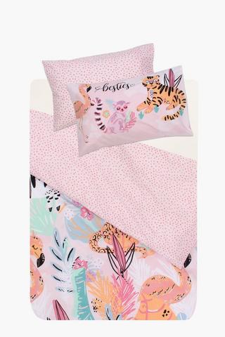 Polycotton Jungle Besties Reversible Duvet Cover Set