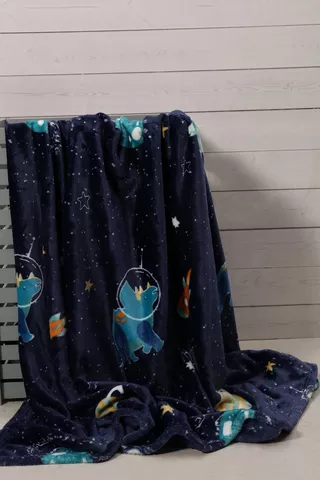 Super Plush Space Dino Blanket, 150x180cm