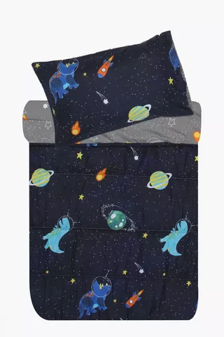 Microfibre Space Dinosaur Comforter Set
