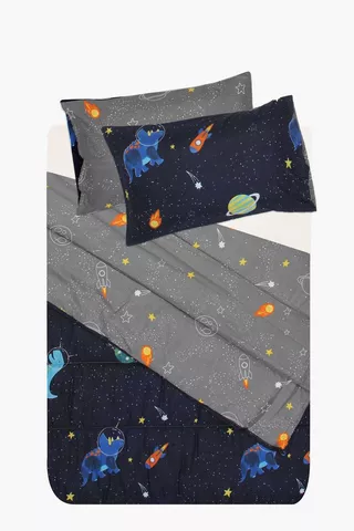 Microfibre Space Dinosaur Comforter Set