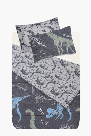 Polycotton Dino Glow In The Dark Duvet Cover Set