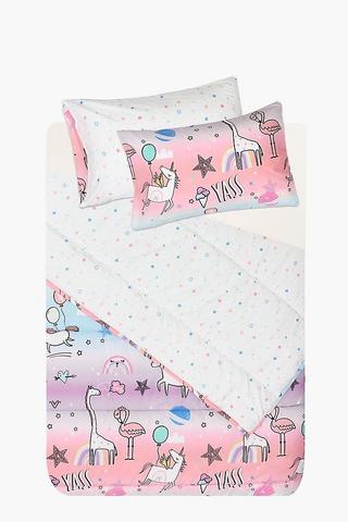 Microfibre Flamingo Party Reversible Duvet Cover Set