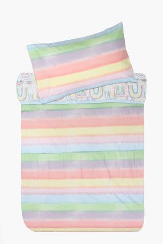 Microfibre Rainbow Stripe Reversible Comforter Set