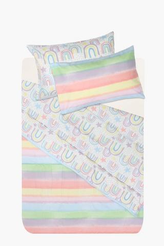 Microfibre Rainbow Stripe Reversible Comforter Set