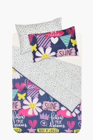 Microfibre Daisy Doodle Reversible Comforter Set