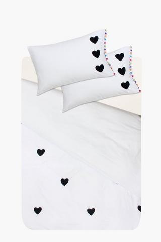 Microfibre Tufted Hearts Reversible Comforter Set