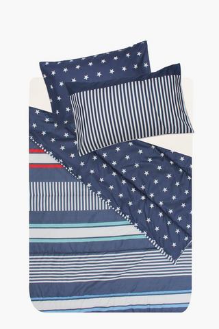 Microfibre Summer Stripe Reversible Comforter Set