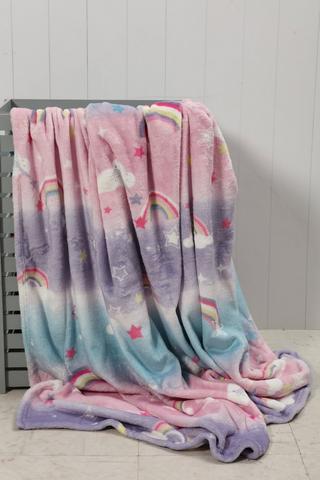 100% Brushed Cotton Ombre Heart Flannel Blanket, 125x155cm