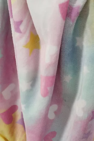 Printed Ombre Heart Flannel Blanket 125x150cm