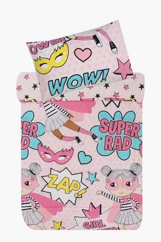 Polycotton Girl Power Reversible Comforter Set
