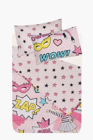 Polycotton Girl Power Reversible Comforter Set