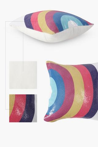 Rainbow Sequin Scatter Cushion, 40x40cm