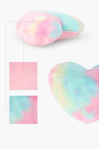 Faux Fur Rainbow Heart Scatter Cushion 37cm