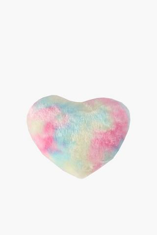 Faux Fur Rainbow Heart Scatter Cushion, 30cm