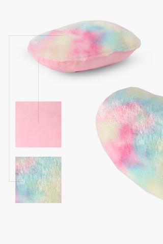 Faux Fur Rainbow Heart Scatter Cushion, 30cm