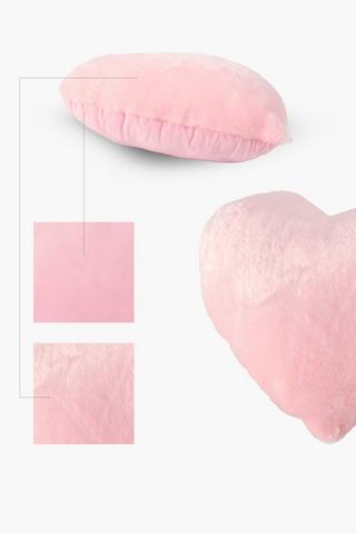 Faux Fur Marshmallow Heart Scatter Cushion 60x60cm