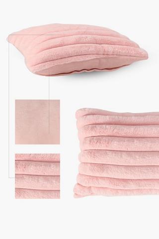 Faux Fur Ribbed Scatter Cushion, 30x50cm