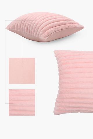 Ribbed Faux Fur Scatter Cushion, 60x60cm