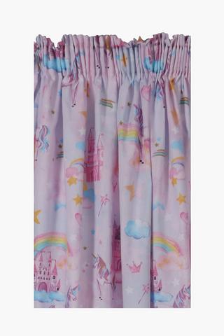 Polycotton Castle Unicorn Taped Curtain, 230x218cm
