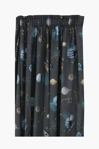 Polycotton Astro Party Taped Curtain, 230x218cm