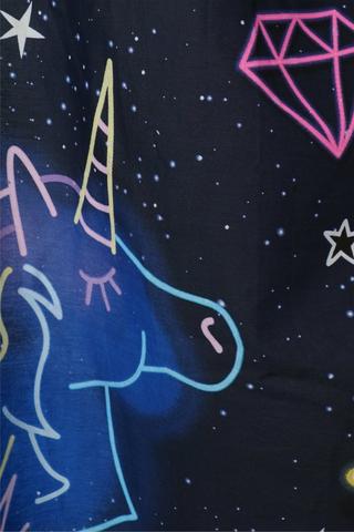 Glow In Dark Neon Unicorn Taped Curtain 230x218cm