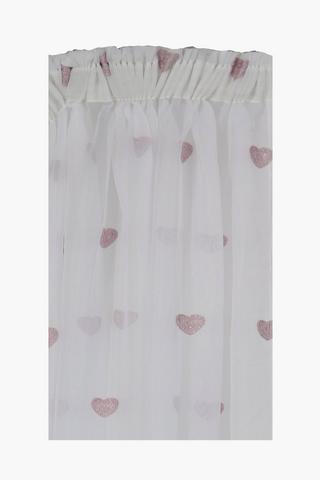 Printed Glitter Heart Sheer Curtain 230x218cm